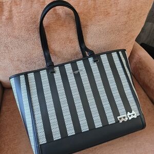 Karl Lagerfeld Black and White Striped Tote